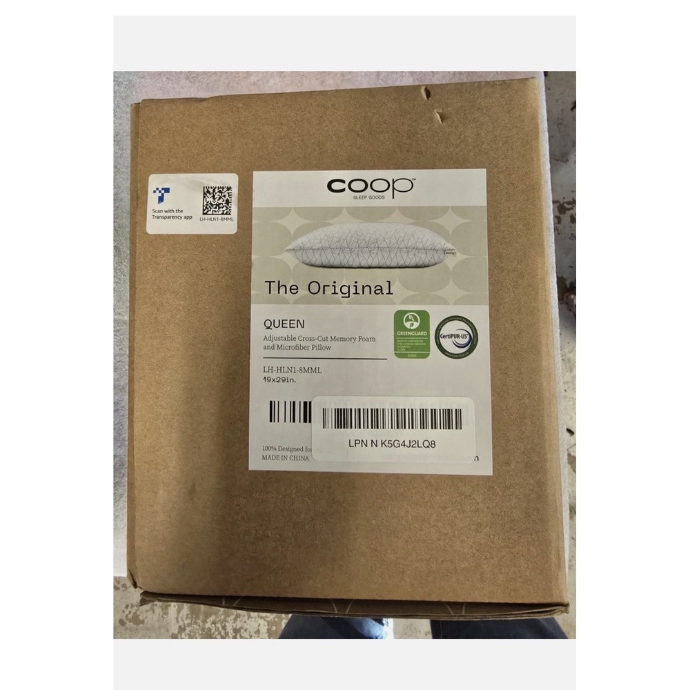 12 Coop Sleep Goods The Original, Queen Size. Memory Foam and Microfiber Pillow.